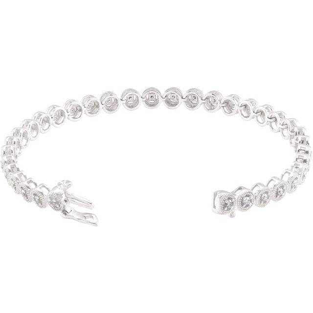 14K White 1 CTW Natural Diamond 7" Bracelet