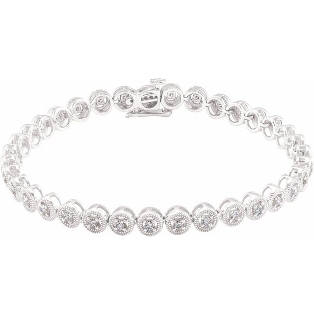 14K White 1 CTW Natural Diamond 7" Bracelet