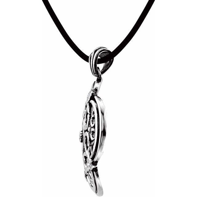 Sterling Silver 3/8 CTW Natural Diamond Filigree 18" Necklace