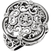 Sterling Silver .08 CTW Natural Diamond Filigree Ring
