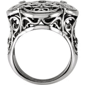 Sterling Silver .08 CTW Natural Diamond Filigree Ring