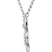 Sterling Silver .08 CTW Natural Diamond Butterfly & Floral 18" Necklace