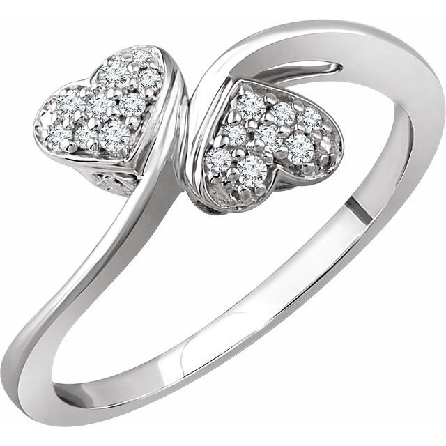 10K White Gold .06 CTW Natural Diamond Heart Promise Ring 10K White Gold .06 CTW Natural Diamond Heart Promise Ring