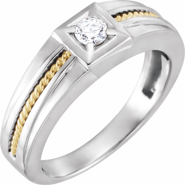 14K White/Yellow 1/4 CTW Natural Diamond Rope Ring - Elegant Design