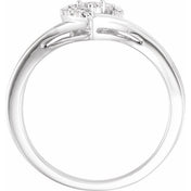 10K White Gold Natural Diamond Heart Promise Ring with 1/10 CTW and .06 CTW