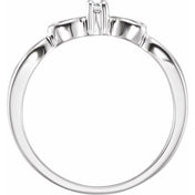 14K White .03 CT Youth Natural Diamond Heart Ring