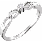 14K White .03 CT Youth Natural Diamond Heart Ring