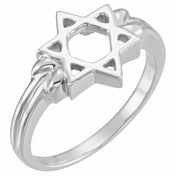 14K White Star of David Ring