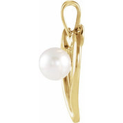 14K Yellow Cultured White Akoya Pearl Heart Pendant