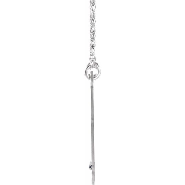 Rhodium-Plated Sterling Silver 25 mm 2-Initial Imitation Emerald Script Monogram Necklace