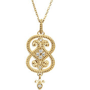 14K Yellow .08 CTW Natural Diamond Granulated 18" Necklace