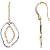 14K Yellow & Sterling Silver 3/8 CTW Natural Diamond Dangle Earrings