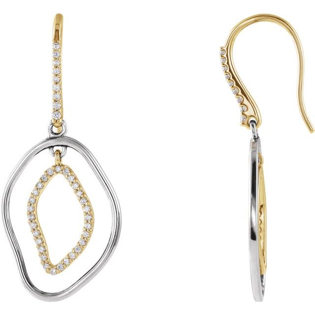 14K Yellow & Sterling Silver 3/8 CTW Natural Diamond Dangle Earrings