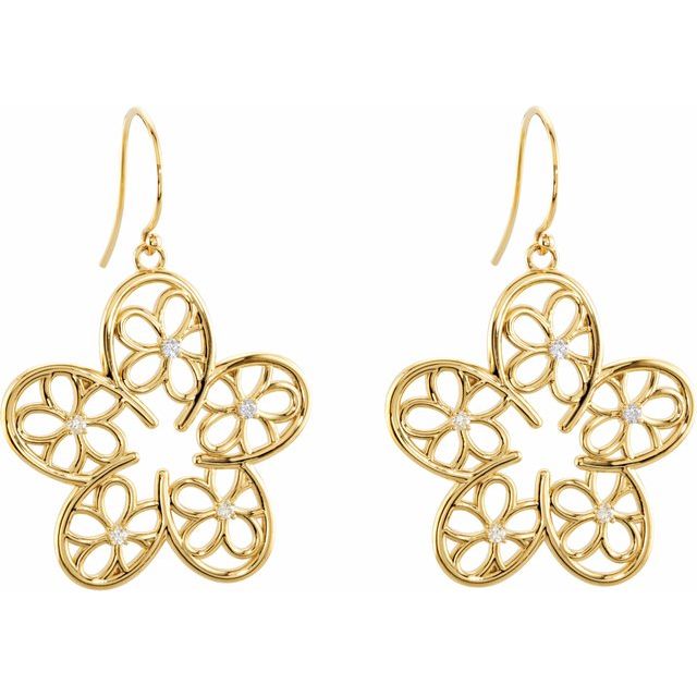 14K Yellow 1/6 CTW Natural Diamond Flower Earrings