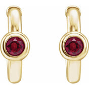 14K Yellow Natural Ruby Huggie Hoop Earrings