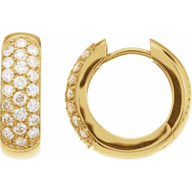 14K Natural and Lab-Grown Pave Set Diamond Hoop Earrings