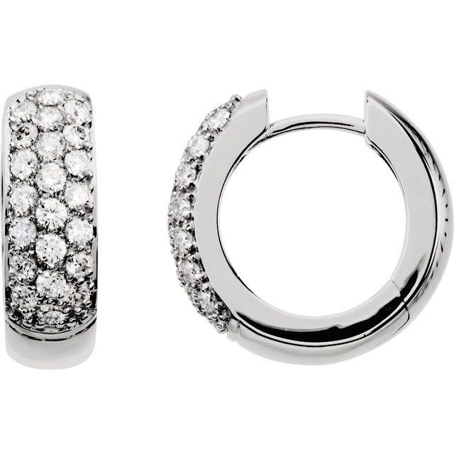 14K Natural and Lab-Grown Pave Set Diamond Hoop Earrings