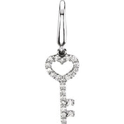 14K White 1/10 CTW Natural Diamond Key Charm
