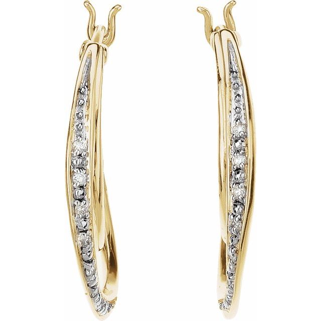 14K Yellow 1/10 CTW Natural Diamond Hoop Earrings