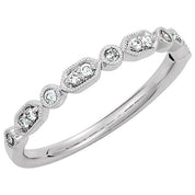 14K White 1/8 CTW Natural Diamond Stackable Ring - Elegant Design by [Brand Name]