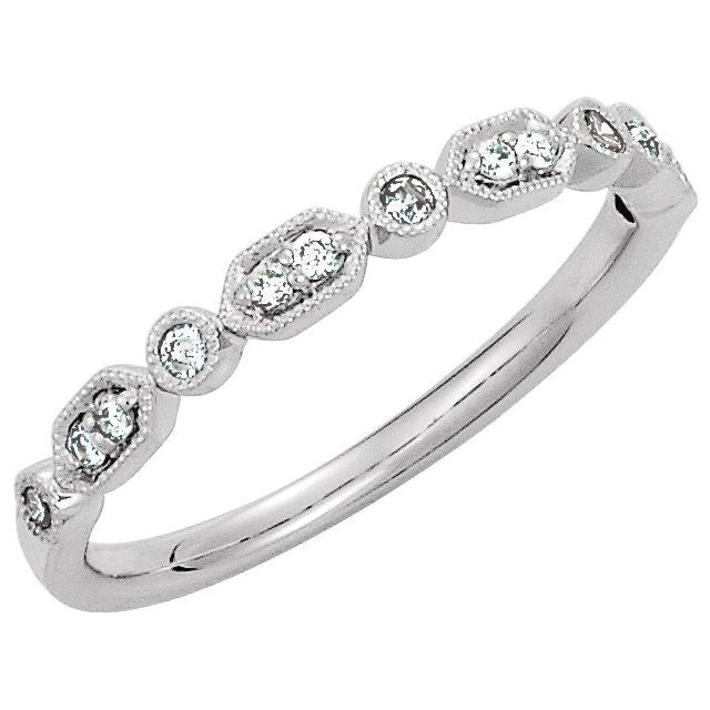 14K White 1/8 CTW Natural Diamond Stackable Ring - Elegant Design by [Brand Name]