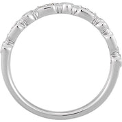14K White 1/8 CTW Natural Diamond Stackable Ring - Elegant Design by [Brand Name]