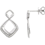 14K White 1/10 CTW Natural Diamond Geometric Earrings
