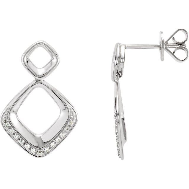 14K White 1/10 CTW Natural Diamond Geometric Earrings
