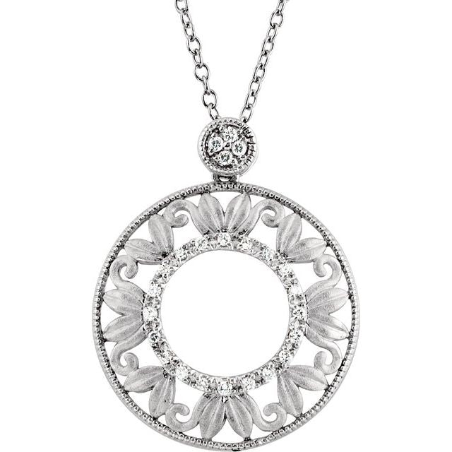 Sterling Silver 1/6 CTW Natural Diamond Circle 18" Necklace