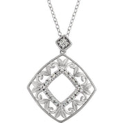 Sterling Silver 1/6 CTW Natural Diamond Filigree 18" Necklace