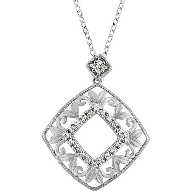 Sterling Silver 1/6 CTW Natural Diamond Filigree 18" Necklace