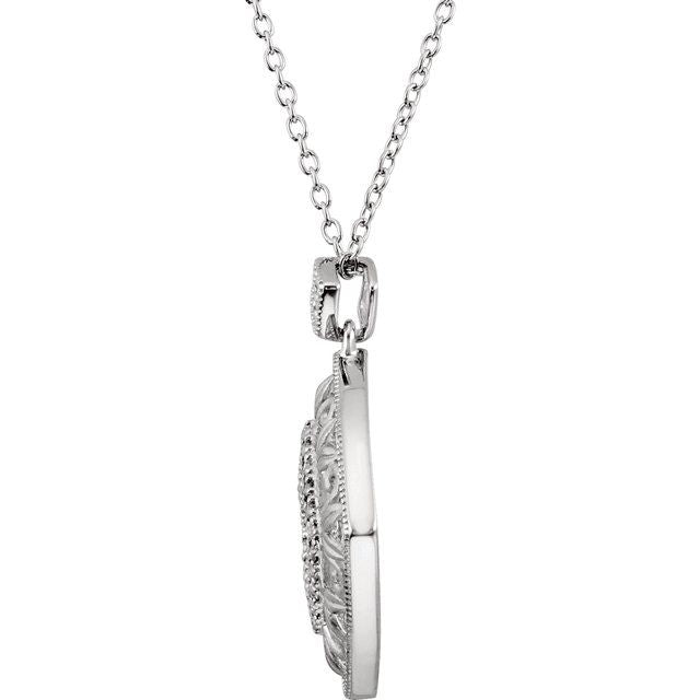 Sterling Silver 1/6 CTW Natural Diamond Filigree 18" Necklace