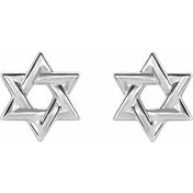 14K White Star of David Earrings