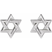 14K White Star of David Earrings