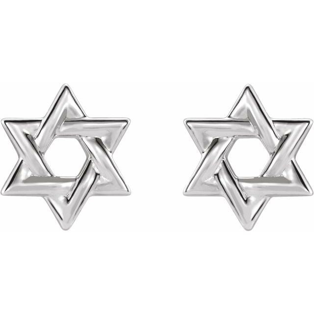 Platinum Star of David Earrings