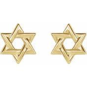 14K Yellow Star of David Earrings