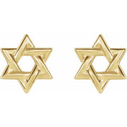 14K Yellow Star of David Earrings