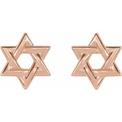 14K Rose Star of David Earrings