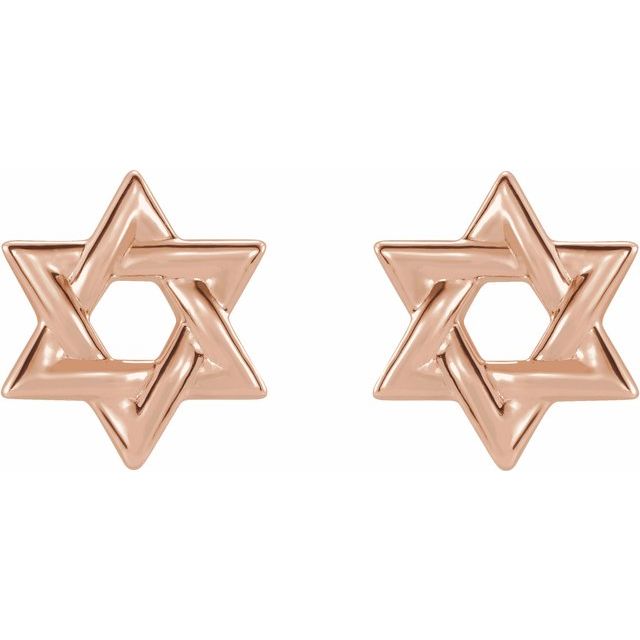 14K Rose Star of David Earrings