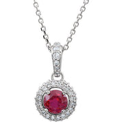 14K White Natural Ruby & 1/5 CTW Natural Diamond 18" Necklace