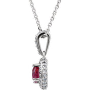 14K White Natural Ruby & 1/5 CTW Natural Diamond 18" Necklace