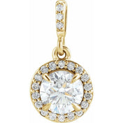 14K Yellow 9/10 CTW Lab-Grown Diamond Halo-Style Pendant