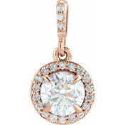 14K Rose 9/10 CTW Lab-Grown Diamond Halo-Style Pendant
