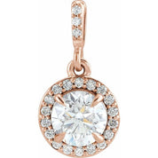 14K Rose 9/10 CTW Lab-Grown Diamond Halo-Style Pendant