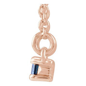14K Rose Lab-Grown Blue Sapphire & 1/6 CTW Natural Diamond Bar 16-18" Necklace