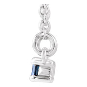 Platinum Lab-Grown Blue Sapphire & 1/6 CTW Natural Diamond Bar 16-18" Necklace