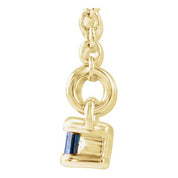 14K Yellow Lab-Grown Blue Sapphire & 1/6 CTW Natural Diamond Bar 16-18" Necklace