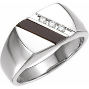 14K White Natural Black Onyx & 1/10 CTW Natural Diamond Ring