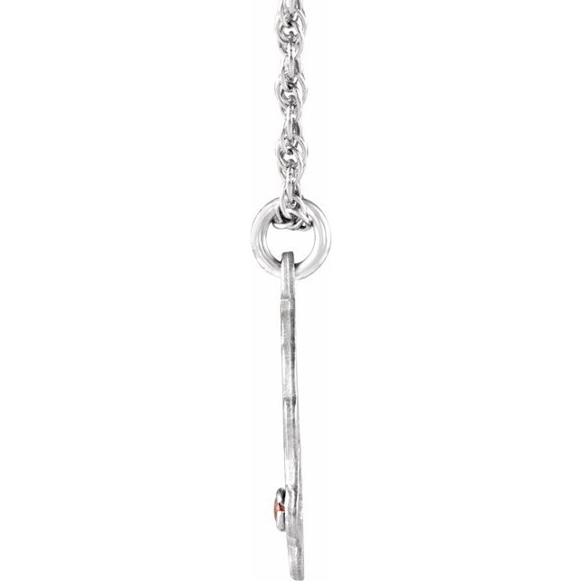 Rhodium-Plated Sterling Silver Imitation Blue Zircon 3-Initial Script Monogram Necklace