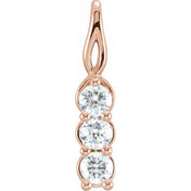 14K Rose 1/3 CTW Lab-Grown Diamond Three-Stone Pendant